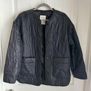 Abercrombie & Fitch Womens Quilted Liner Jacket Black Small Nylon Relaxed Fit